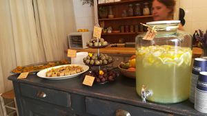 Some canapés for the inauguration and freshly made lemonade at Crulinària in La Bisbal Demporda