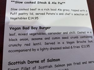 Menu (sept 2019) at Highland Getaway in Kinlochleven