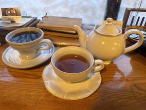Apricot Tea and Home brewed coffeee  at Cafe Goryo in Furano