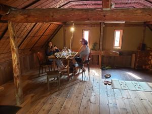 After a delicious meal in the upstairs room. at Cafe Goryo in Furano