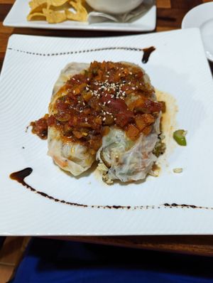 Cabbage rolls YUM at Wendy's Creole Restaurant & Bar in Placencia