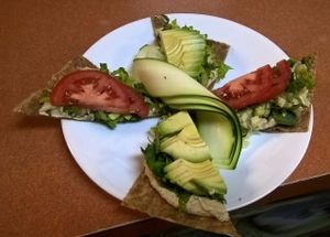 Open Face Hummus Sandwich at Green Wave Cafe in Plantation