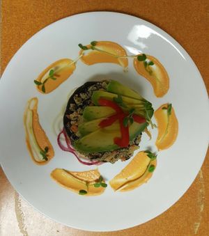 Dehydrated hummus balls with our sprouted wild rice - plant based living foods at Green Wave Cafe in Plantation