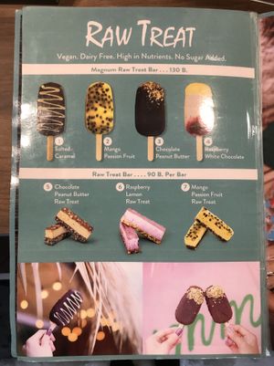 Raw treats menu at Summer Bowl - SQ1 in Bangkok