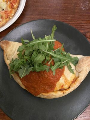 Calzone and was able to swap peppers with mushrooms   at Milan in Wooler