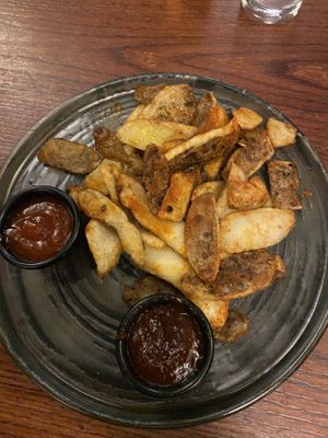 Potato skins large enough portion to share   at Milan in Wooler