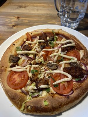 Oumph vegan pizza at Peppes Pizza - Jernbanetorget  in Oslo