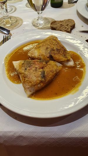 Masa brick rellena de verduras (vegano) at El Parral in Vitoria Gasteiz