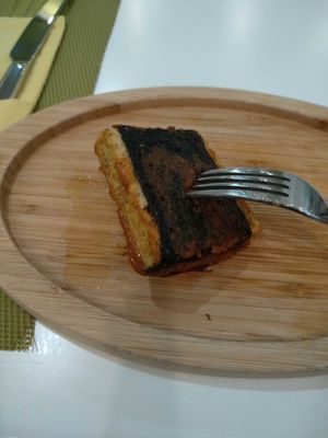 Have already ate the other one. Comes with 2 pieces. Vegan fried tofu with sea weed wrap as a replacement for fried fish. at Dr Veggie in Yerevan