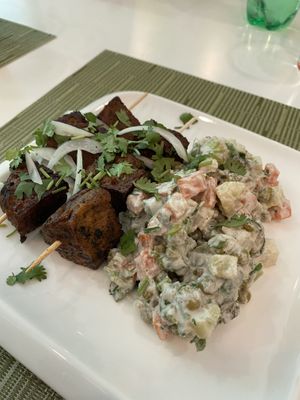 Seitan BBQ & Salat Oliver  at Dr Veggie in Yerevan