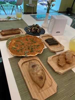 Börek with Seitan, Lamacun, Dolma, Seitan Kebab and Patty  at Dr Veggie in Yerevan