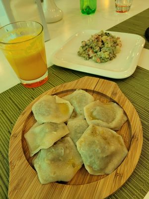 Pelmeni & Salad Olivier at Dr Veggie in Yerevan