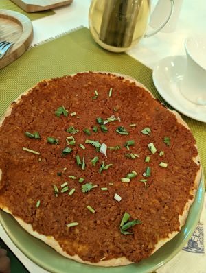 Vegan lahmajun at Dr Veggie in Yerevan