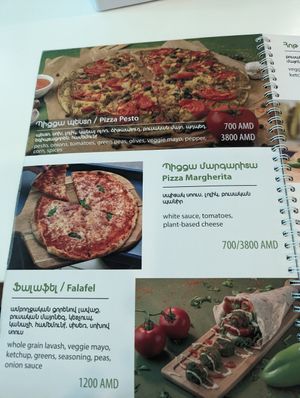 Menu at Dr Veggie in Yerevan