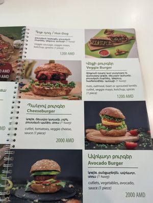 Menu at Dr Veggie in Yerevan