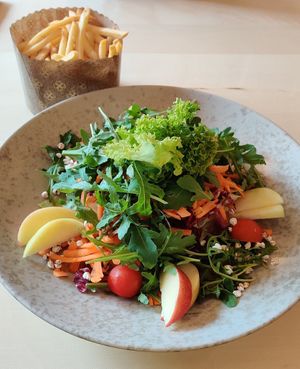 Fries and salad at Rossalm in Bressanone