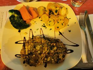 Vegan burger patties at Paula's Bistro in Funchal