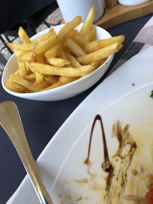 Fries on side, bit odd but why not   at Paula's Bistro in Funchal