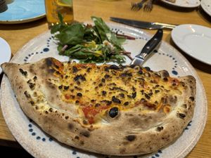 Vegan veggie calzonee  at Cafe Corvina in Falkirk