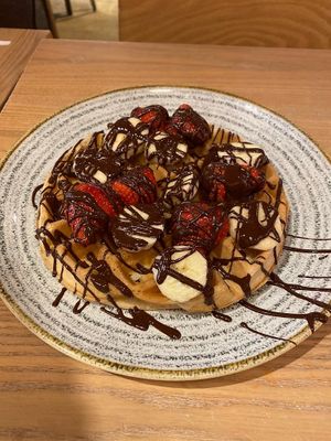 Chocolate, banana & strawberry waffle at Wafflemeister in South West London