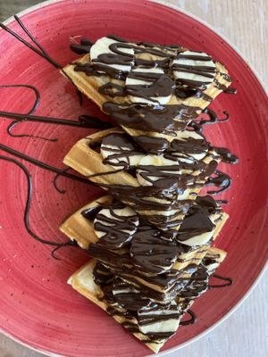 Peanut butter banana dark chocolate waffle  at Wafflemeister in South West London