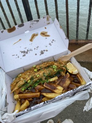Vegan fish and chips   at Laura's Fish Bar in Whitley Bay
