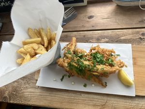 Eating in  at Laura's Fish Bar in Whitley Bay