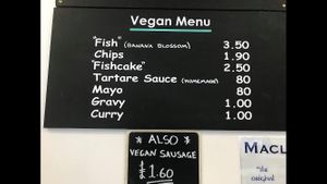 Vegan menu - social media  at Laura's Fish Bar in Whitley Bay