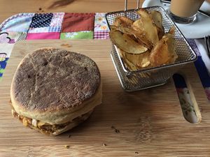 Vegan burger at Aldeia da Cuada in Lajes Das Flores