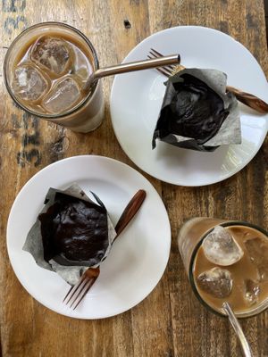 Iced coffee and muffin  at Kaffi Arugam Bay in Arugam Bay