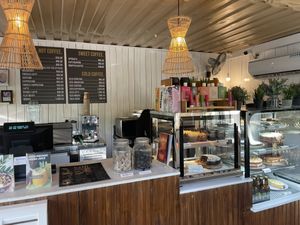 Inside small cafe with outdoor seating   at Kaffi Arugam Bay in Arugam Bay