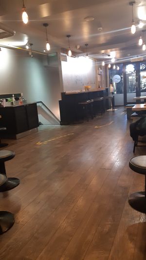 Restaurant area at Umi Falafel - North City in Dublin