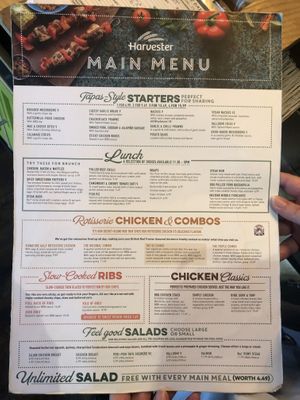 Main menu 1 at Harvester in Dudley