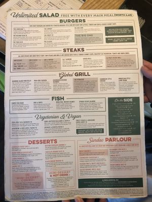 Main menu 2 at Harvester in Dudley