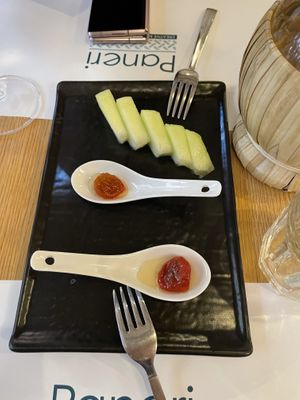 Melon and sweet tomato on the house! at Paneri in Rhodes