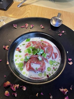 Vegan beetroot ravioli with chickpea filling   at Paneri in Rhodes