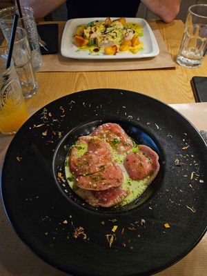 Vegan beetroot ravioli at Paneri in Rhodes