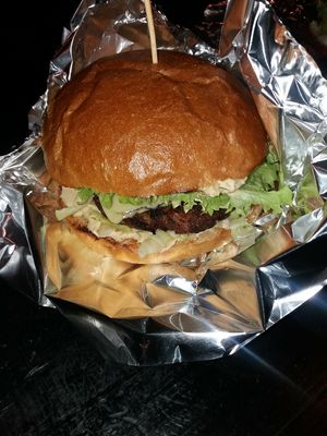 Double cheese burger at Veganistan Brat in Kyiv