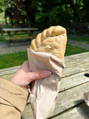 Vegan pasty  at St Nectan's Glen in Tintagel