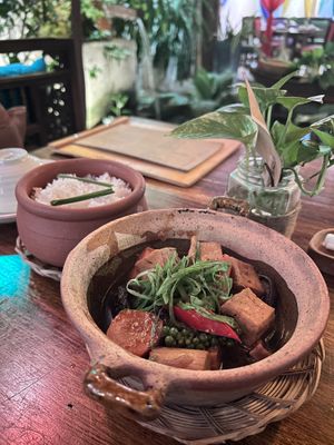Steamed Rice with Braised Tofu & Shitake Mushrooms at Shamballa Vegetarian Restaurant & Tea House in Ho Chi Minh City