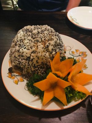 Smashed rice paper and mushroom salad- delicious  at Shamballa Vegetarian Restaurant & Tea House in Ho Chi Minh City