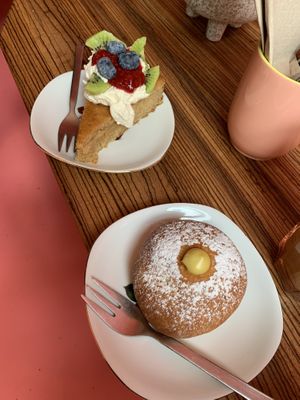 Cake on the left is vegan AND gluten-free!  at Life's a Peach in Utrecht