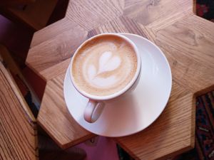 Oat milk cappuccino at Life's a Peach in Utrecht