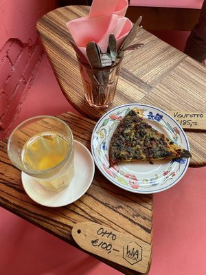 Ginger tea and farinata  at Life's a Peach in Utrecht