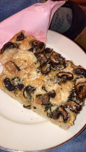 Focaccia funghi  at Life's a Peach in Utrecht