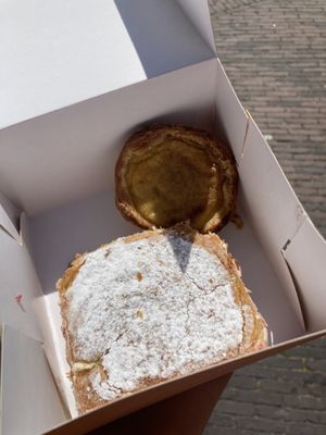 Italian style mille feuille: first pastry I didn’t like here. The cream inside was nice but the layers of puff pastry were soggy and stale. Pastel de nate: amazing as usual!  at Life's a Peach in Utrecht