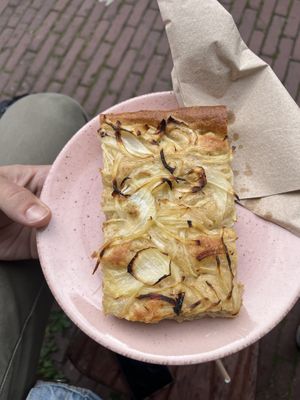 Focaccia cipolle  at Life's a Peach in Utrecht