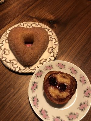 valentines donut and cherry pastel de nata  at Life's a Peach in Utrecht