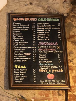 drinks menu  at Life's a Peach in Utrecht