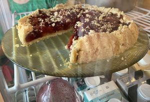 Gluten-free apricot and berry pie: quite nice. The crust is brittle and the filling is sweet-sour. at Life's a Peach in Utrecht